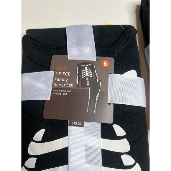 Kids' Size 6 Halloween Skeleton Snug Fit Pajama Set - Black - Shirt & Pants - Picture 3 of 5